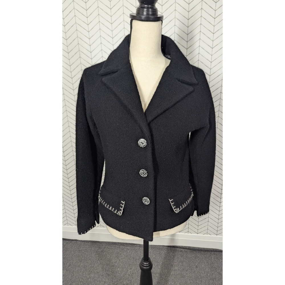 Icelandic Design Jacket Women's Small Black 100% Wool Old Money Quiet Luxury